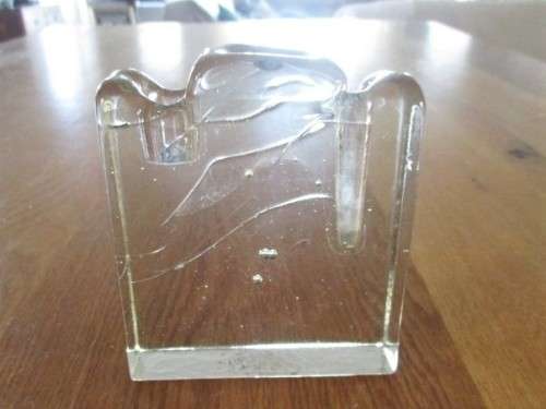 VINTAGE `MODERNIST`  SLAB ART GLASS BUD VASE AND CANDLE HOLDER