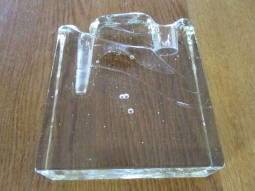 VINTAGE `MODERNIST`  SLAB ART GLASS BUD VASE AND CANDLE HOLDER