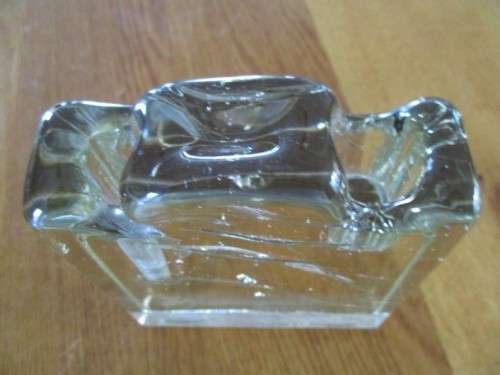 VINTAGE `MODERNIST`  SLAB ART GLASS BUD VASE AND CANDLE HOLDER