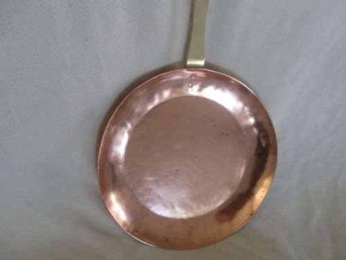 FOR CONTESSA ONLY - TWO DIFFERENT SIZED HAND FORGED COPPER PANCAKE PANS - SIGNED BY MAKER