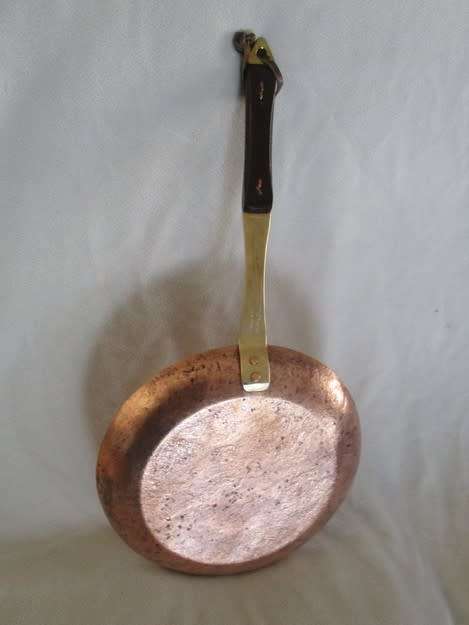 FOR CONTESSA ONLY - TWO DIFFERENT SIZED HAND FORGED COPPER PANCAKE PANS - SIGNED BY MAKER