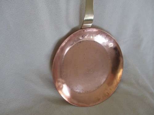 FOR CONTESSA ONLY - TWO DIFFERENT SIZED HAND FORGED COPPER PANCAKE PANS - SIGNED BY MAKER
