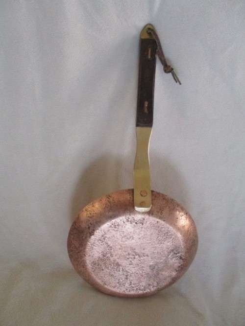 FOR CONTESSA ONLY - TWO DIFFERENT SIZED HAND FORGED COPPER PANCAKE PANS - SIGNED BY MAKER