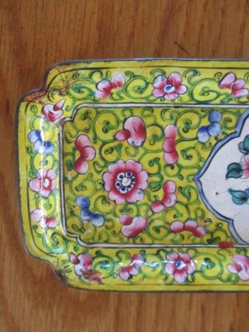 RARE AND VERY UNUSUAL - ANTIQUE 1920's SMALL CHINESE CLOISONNE TRAY (NOT PERFECT)