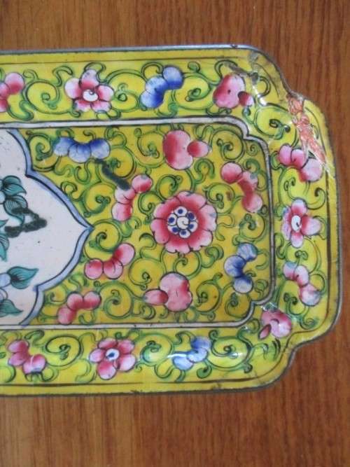 RARE AND VERY UNUSUAL - ANTIQUE 1920's SMALL CHINESE CLOISONNE TRAY (NOT PERFECT)