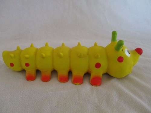 TO ADD TO A COLLECTION OR KEEP A PUP AMUSED FOR HOURS - SQUEEKY RUBBER CATERPILLAR