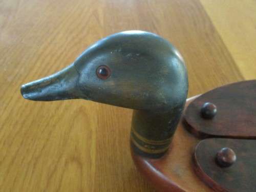 ULTRA RARE - EARLY FEATHERS OF KNYSNA LARGE DUCK KEEPSAKE BOX PAINTED BY FOUNDER, CATHY VAN NIEKERK