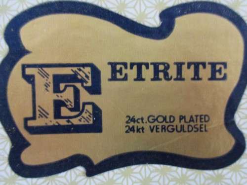 BOXED SET OF 6 TEASPOONS & 6 CAKE FORKS - EETRITE 24KT GOLD PLATED WITH PINK ROSE DECALS - AS NEW