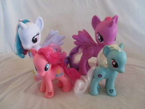 FOUR LARGE SIZE GENUINE HASBRO MY LITTLE PONIES TO DELIGHT A LITTLE GIRL - (2 ARE PEGASUS UNICORNS)