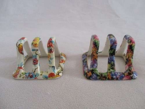 TWO RARE VINTAGE ROYAL WINTON CHINTZ TOAST RACKS FOR THAT SPECIAL BREAKFAST