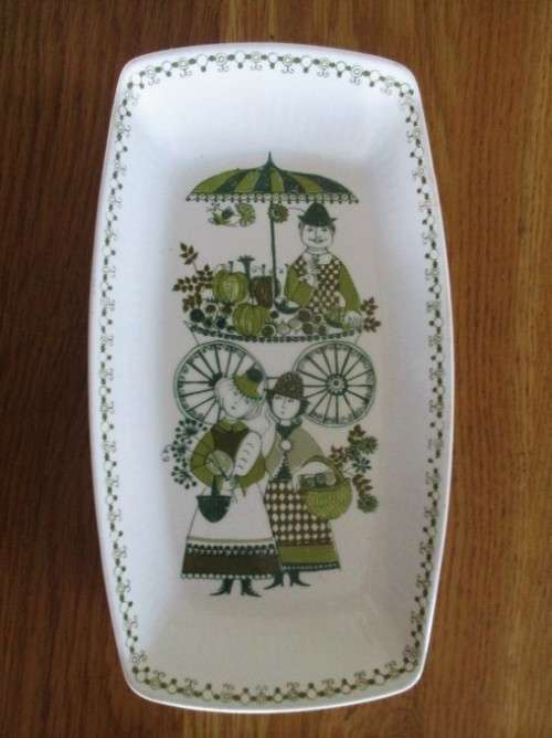 RARE - SMALL VINTAGE FIGGJO FLINT TURI-DESIGN MARKET, NORWAY SANDWICH PLATTER