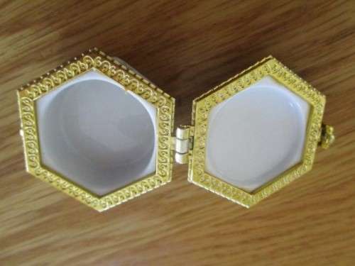 RELISTED - PRETTY FLORAL PORCELAIN AND BRASS PILL BOX