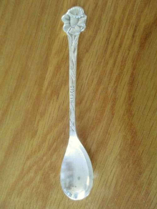 Vintage Silverplated Teaspoon with Narcissus Design and Sugar Lump Teaspoon Tong