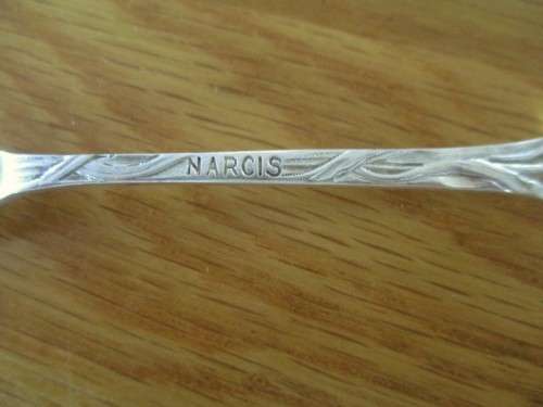 Vintage Silverplated Teaspoon with Narcissus Design and Sugar Lump Teaspoon Tong