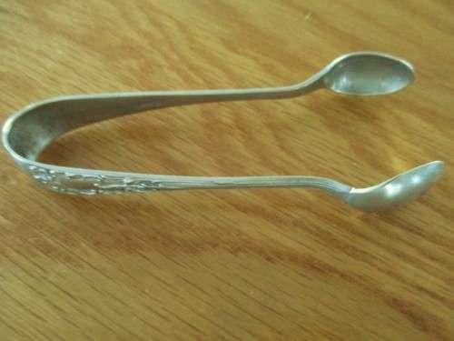 Vintage Silverplated Teaspoon with Narcissus Design and Sugar Lump Teaspoon Tong