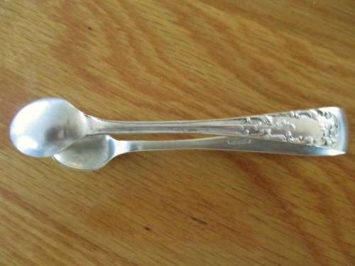 Vintage Silverplated Teaspoon with Narcissus Design and Sugar Lump Teaspoon Tong