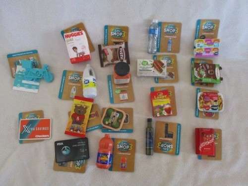 A BATCH OF 15 CHECKERS LITTLE SHOP 3 ITEMS WITH COLLECTOR'S CARDS - NO DUPLICATES