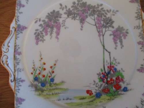 RARE VINTAGE PARAGON CAKE/PASTRY SERVER WITH HAND PAINTED DETAIL