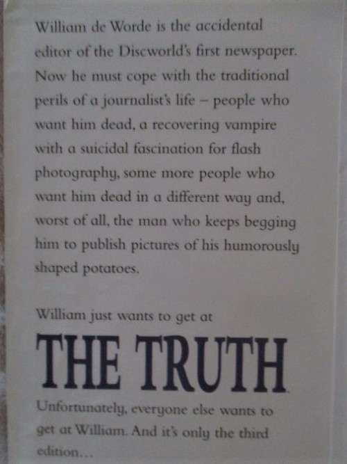 FIRST EDITION - HARDCOVER PLUS DUST JACKET - THE TRUTH (DISCWORLD NOVEL) - TERRY PRATCHETT