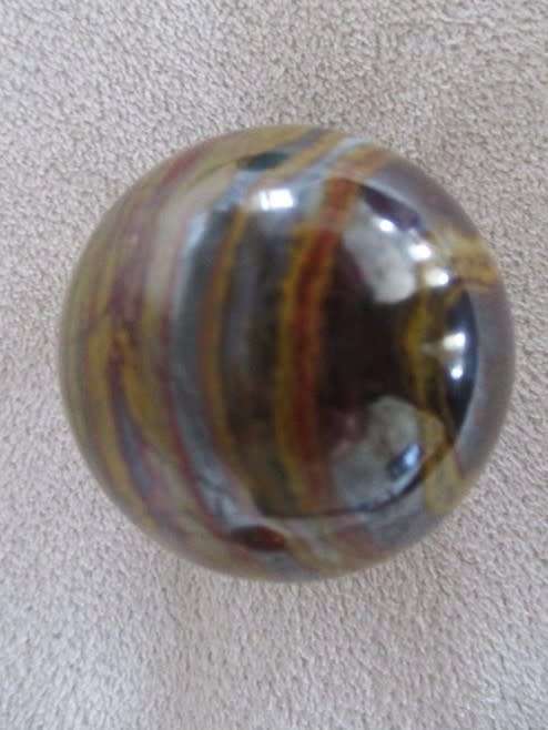 THREE STUNNING ROUND POLISHED GEMSTONES - STRESS BALLS? - AMAZING COLOURS (DISREGARD REFLECTIONS)