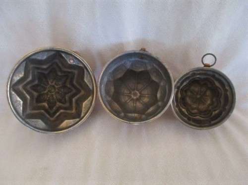 FOR CONTESSA ONLY - A SET OF THREE COLLECTABLE ANTIQUE COPPER JELLY MOULDS