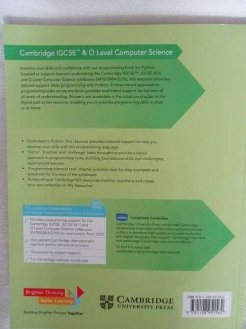 COMPUTER SCIENCE FOR CAMBRIDGE IGCSE & O LEVEL - PROGRAMMING BOOK FOR PYTHON - NEW