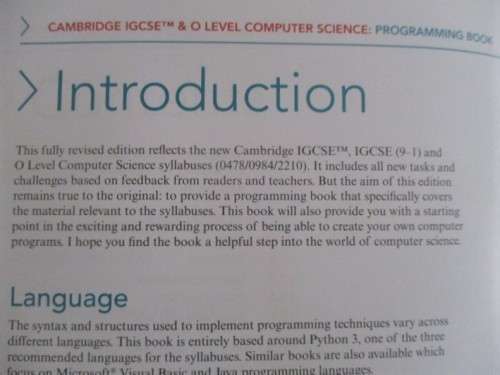 COMPUTER SCIENCE FOR CAMBRIDGE IGCSE & O LEVEL - PROGRAMMING BOOK FOR PYTHON - NEW