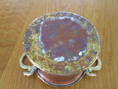 FOR ZEEBOB ONLY - ANTIQUE HAND HAMMERED COPPER AND BRASS  MINIATURE CAULDRON