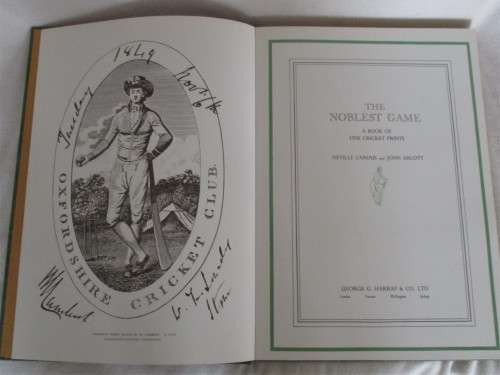 1969 FIRST EDITION - THE NOBLEST GAME - A BOOK OF FINE CRICKET PRINTS - NEVILLE CARDUS & JOHN ARLOTT