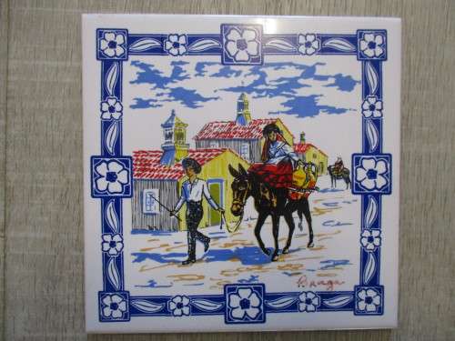 TWO VINTAGE HAND PAINTED PORTUGUESE TILES
