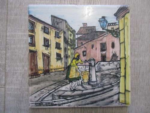 TWO VINTAGE HAND PAINTED PORTUGUESE TILES