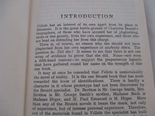1933 HARD COVER - VILLETTE BY CHARLOTTE BRONTE