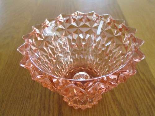 VERY UNUSUAL VINTAGE PINK DEPRESSION GLASS - BON-BON DISH AND CANDLE HOLDER IN ONE