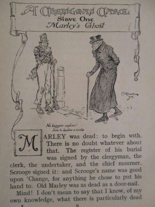 FOR ANCHEN ONLY - EARLY 1900`s - A CHRISTMAS CAROL BY CHARLES DICKENS - BROWN SUEDE COVER