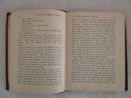 FOR ANCHEN ONLY - EARLY 1900`s - A CHRISTMAS CAROL BY CHARLES DICKENS - BROWN SUEDE COVER