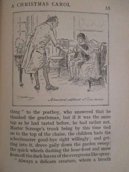 FOR ANCHEN ONLY - EARLY 1900`s - A CHRISTMAS CAROL BY CHARLES DICKENS - BROWN SUEDE COVER