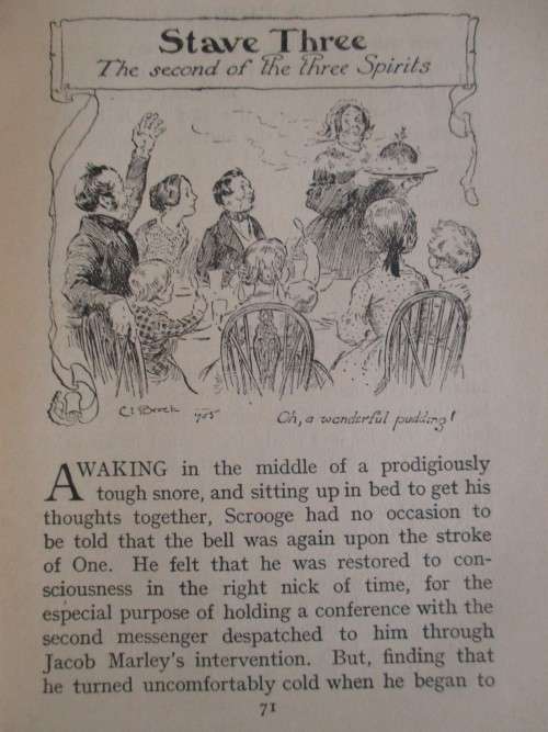FOR ANCHEN ONLY - EARLY 1900`s - A CHRISTMAS CAROL BY CHARLES DICKENS - BROWN SUEDE COVER