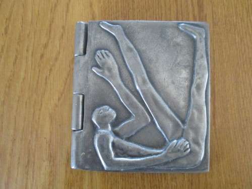 VINTAGE CARROL BOYES PEWTER NOTEBOOK HOLDER