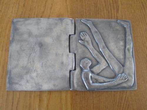 VINTAGE CARROL BOYES PEWTER NOTEBOOK HOLDER