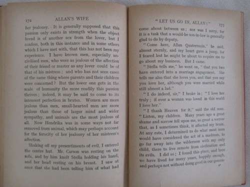 1914 - RATHER RARE - ALLAN`S WIFE BY H. RIDER HAGGARD (AUTHOR OF KING SOLOMON`S MINES