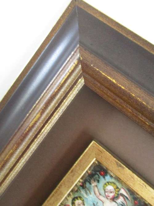 ORIGINAL  VINTAGE PAINTING OF CHERUBS/ANGELS/ADAM AND EVE IN LOVELY VINTAGE FRAME