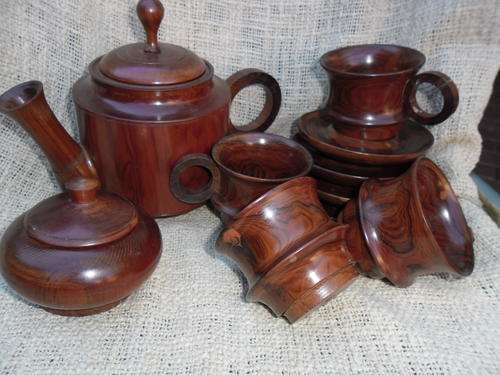 Beautiful and unusual Red Ivory Tea Set