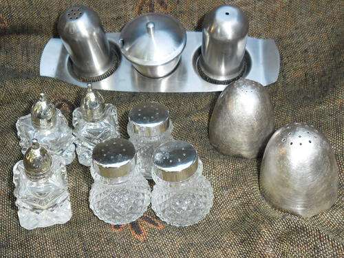 Assortment of Vintage salt and pepper cellars including two CHRISTOFLE SILVER