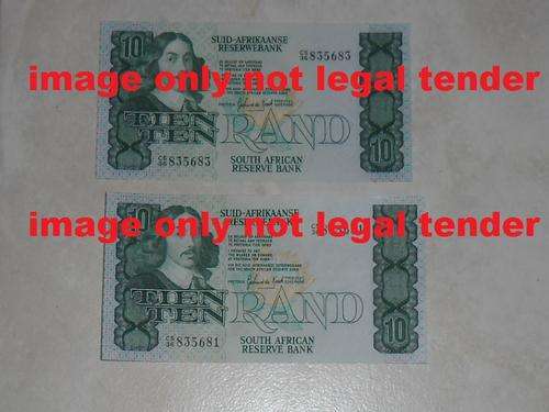 2 x uncirculated GPC de Kock R10 notes C5
