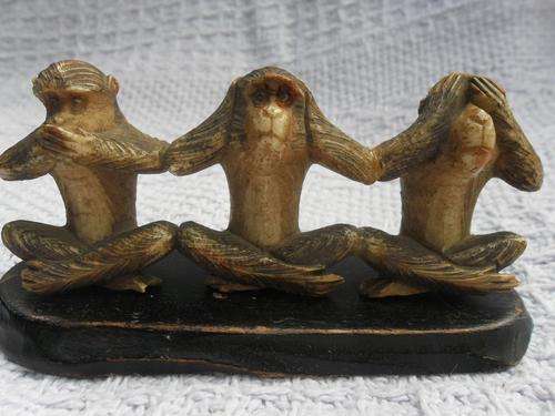 ANTIQUE THREE WISE MONKEYS