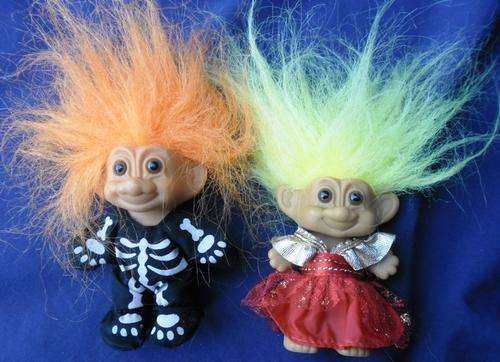 TWO CUTE LITTLE RUSS  TROLLS ON THEIR WAY TO A FANCY DRESS BALL!!