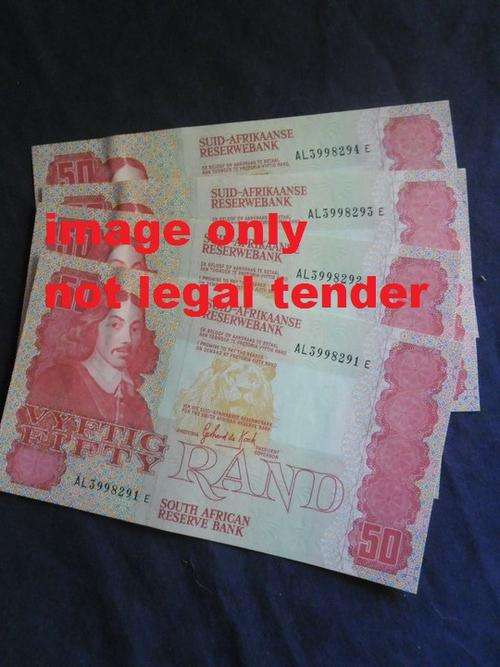 4 X  UNCIRCULATED GPC DE KOCK R50 NOTES IN SEQUENCE - AL