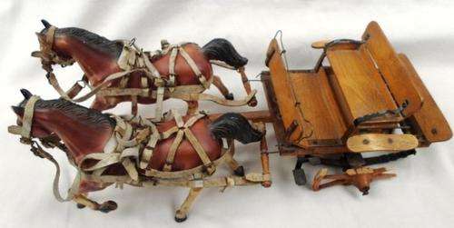 HOW ABSOLUTELY COOL IS THIS??? VINTAGE HORSES WITH WOOD &  METAL BUGGY AND REAL LEATHER HARNESSING!!