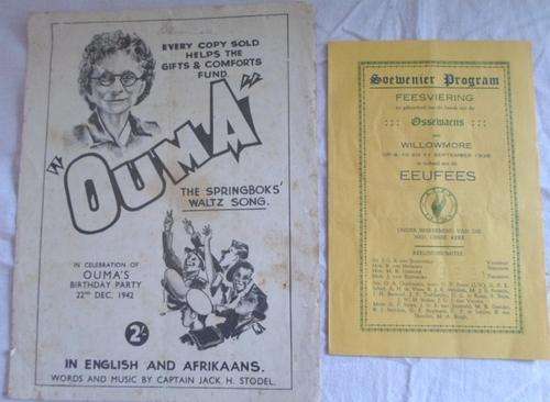 WOW!!  TWO GREAT COLLECTABLES!!  - OUT OF THE 2ND WORLD WAR(1942) AND VOORTREKKER CENTENARY (1938)!!