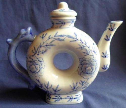 SUCH A BEAUTIFUL AND UNUSUAL BLUE AND WHITE TEAPOT TO ADD TO YOUR COLLECTION!!